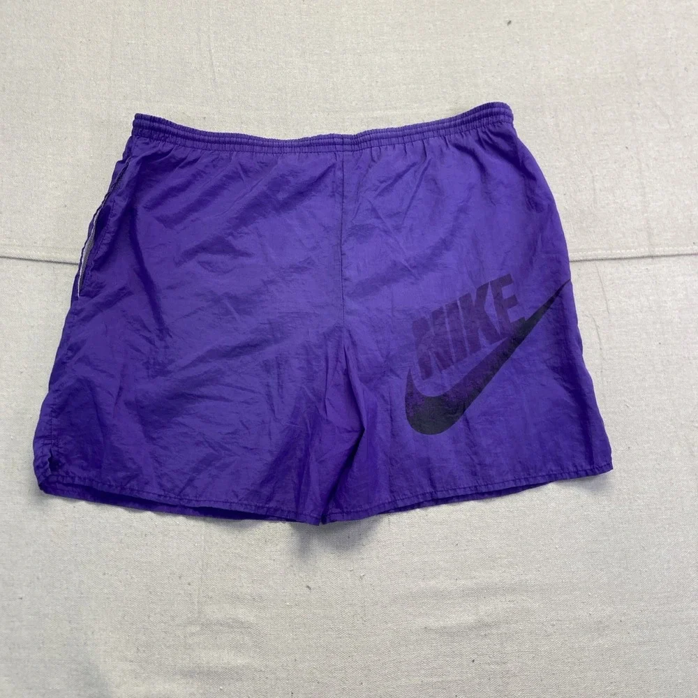 Vintage Nike Swim Trunks Mens S Purple Nylon Big Logo 90s Shorts